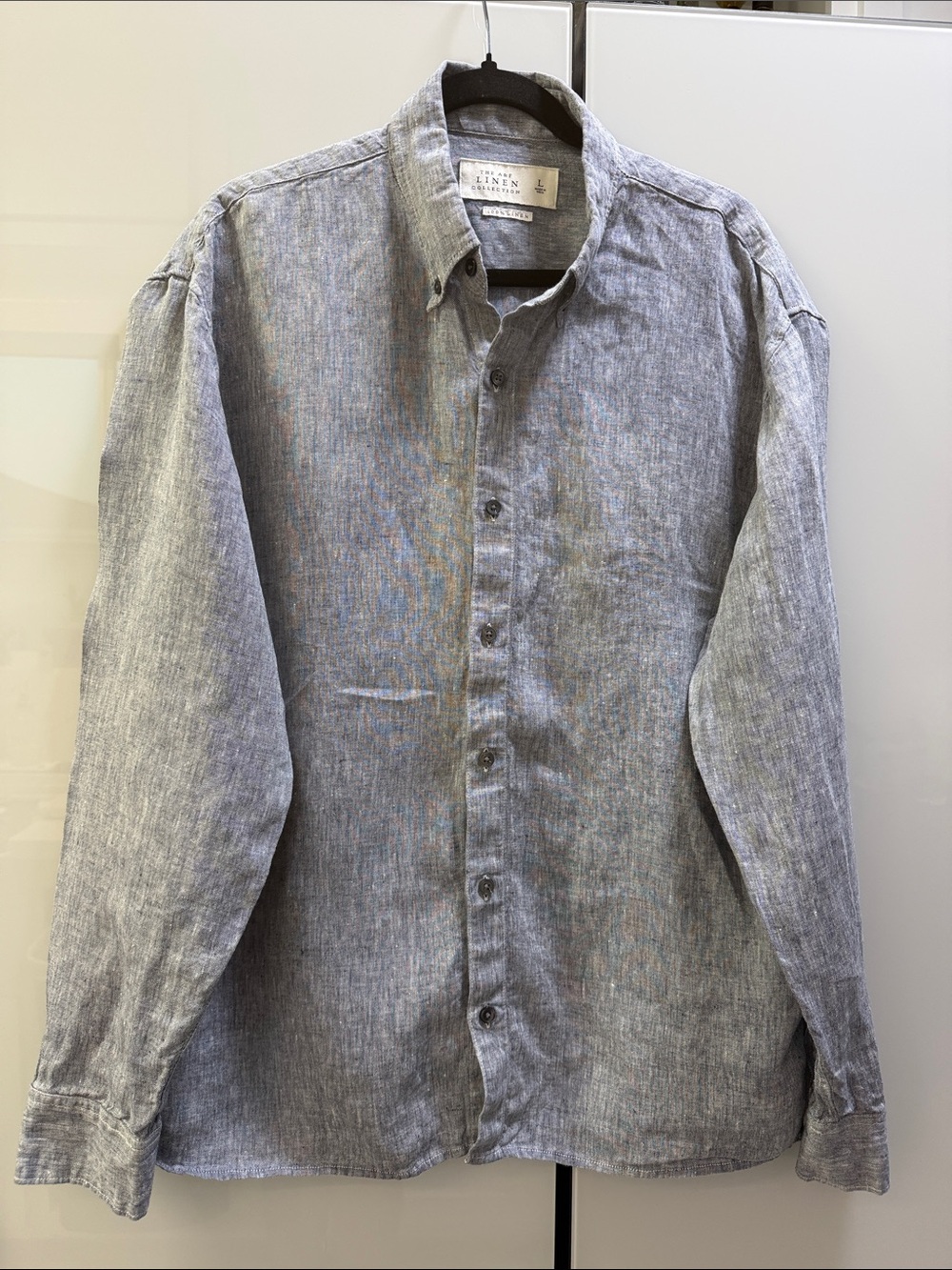 Abercrombie & Fitch Gray Button-Down Linen Blend Shirt